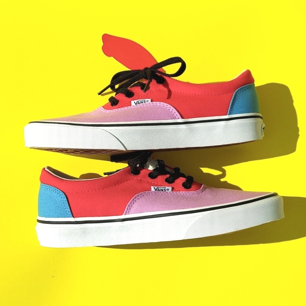 Vans lace up sneakers color block blue pink red - Picture 2 of 7